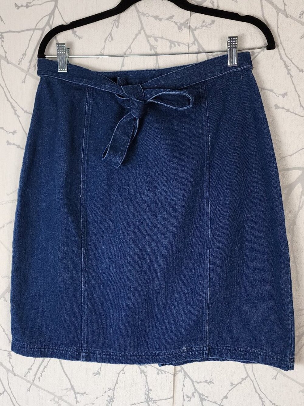 Route 66 VTG Cotton Denim Tie Front Pencil Skirt
